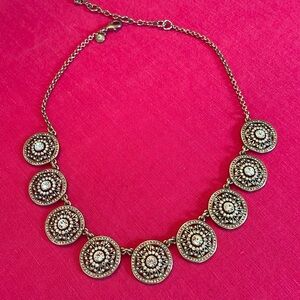 J Crew Coin Necklace. Gold finish with antique look.